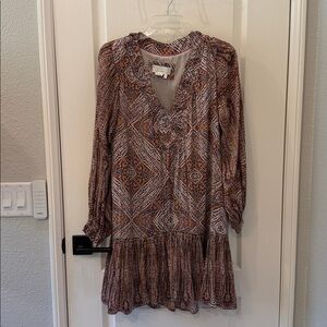 Anthropologie Multicolor Patterned V-Neck Dress